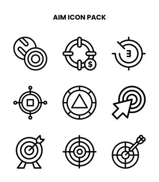 Aim Line Set Icons Pack Stock Illustration