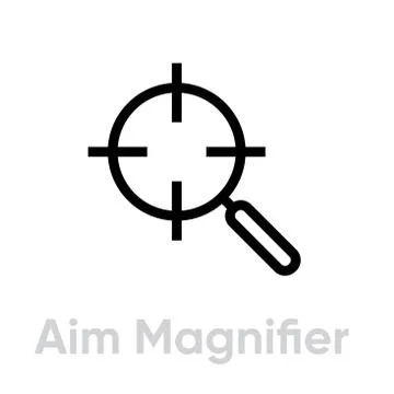 Aim Magnifier Target icon. Editable line vector. Illustrazione stock
