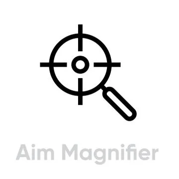 Aim Magnifier Targets icon. Editable line vector. Illustrazione stock
