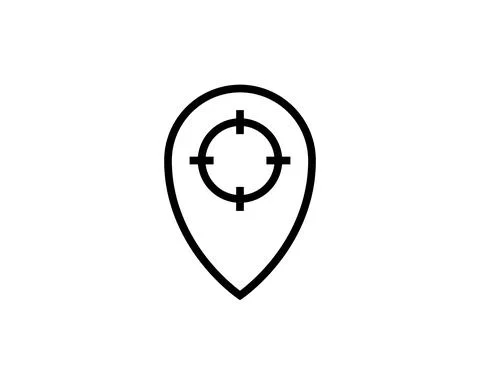 Aim Pin Personal Targeting icon. Editable line vector. Stylized element locat Illustrazione stock