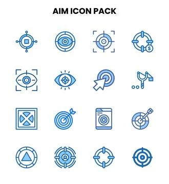 Aim Two Colour Design Icons Pack Stock Illustration