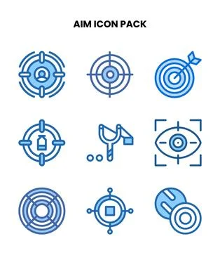 Aim Two Colour Design Icons Pack Illustrazione stock