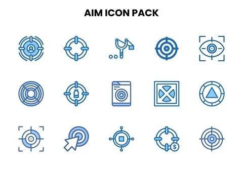 Aim Two Colour SVG Icons Pack Stock Illustration