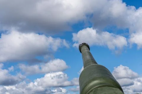 Aimed self-propelled artillery (howitzer) gun Stock Photos