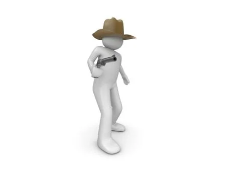 Aiming cowboy (3d isolated characters on white background series) Stock Illustration