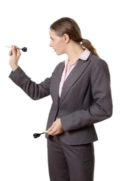 Aiming a dart Foto stock