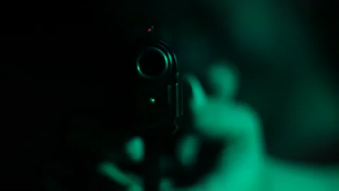 Aiming a gun. Stock Footage 146200871