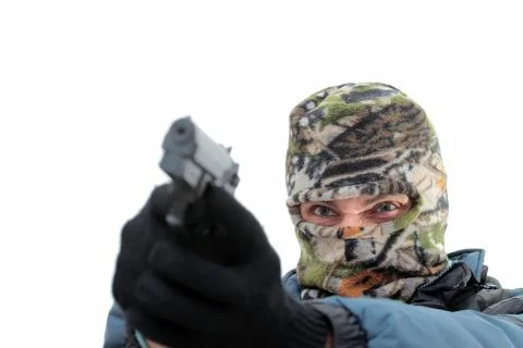 Aiming pistol Stock Photos