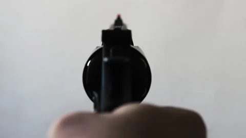 Aiming with a revolver, close-up Stock Footage 146996481