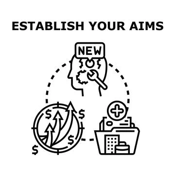 Aims establishing process with goal setting and strategy Stock Illustration