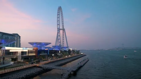Ain Dubai ferris wheel on Bluewaters island in Dubai marina area in the UAE Stock Footage 164776366