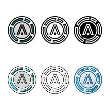 Aion cryptocurrency color icon vector designs Stock Illustration