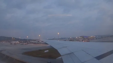 Aiplane windows view wing aircraft, airline, airplane, aviation skyline Stock Footage 87723898
