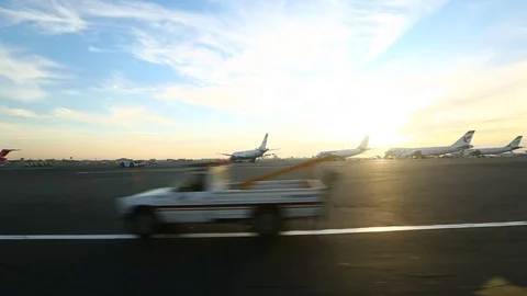 Aiport Scene - On the bus to catch a plane Stock-Footage 79048210