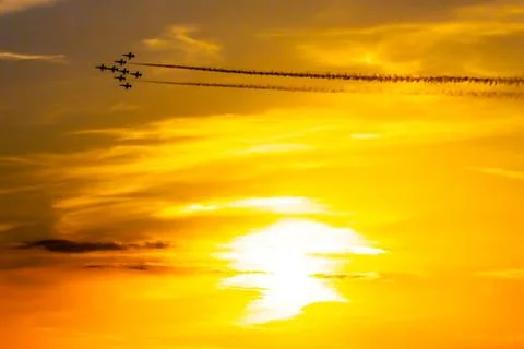 Air acrobatics group Stock Photos