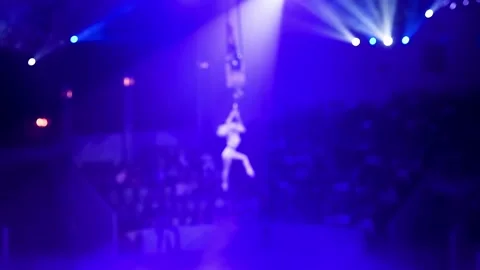 Air acrobats in the circus. Blurred Vídeo Stock 222586395