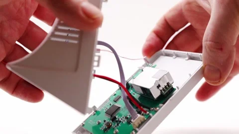 Air analyzer assembly process in four steps for home use Stock Footage 328578911