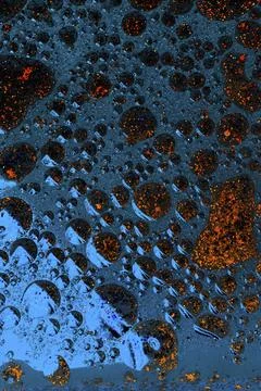 Air and oil bubbles inside water base form patterns Stock Illustration