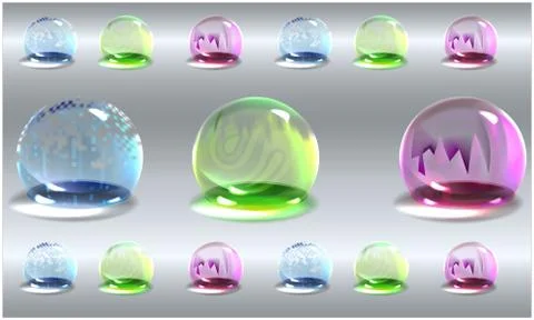 Air and water bubble of different color on abstract background Stock-Illustration