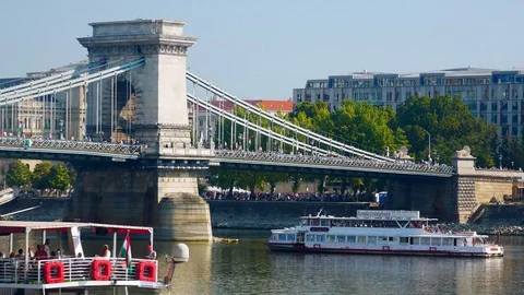 Air and water parade at the river Danube / Budapest Stock-Footage 103165953