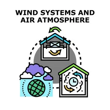 Air atmosphere and wind systems conditioning building ventilation Stock Illustration