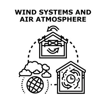 Air atmosphere and wind systems conditioning building ventilation Stock Illustration