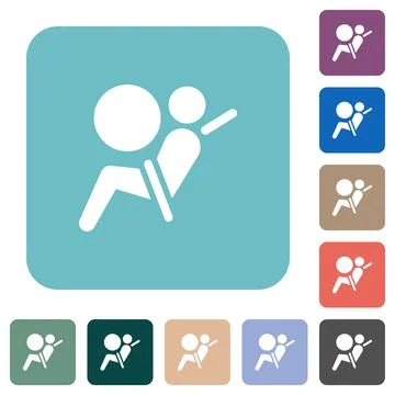Air bag dashboard indicator rounded square flat icons Stock Illustration