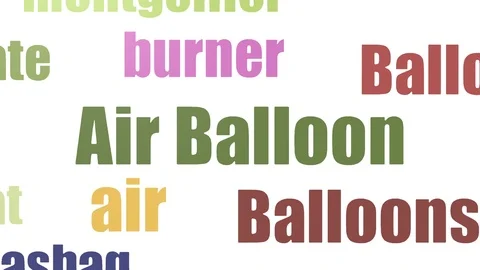 Air Balloon Animated Word Cloud Isolated On White Stock Footage 107230200
