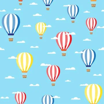 Air balloon with clouds pattern Stock Illustration
