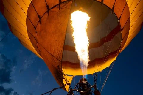 Air balloon in the evening sky Stock Photos