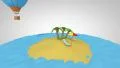 Air Balloon flies around a tropical island. HD Footage