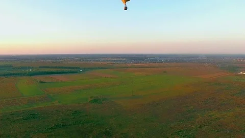 Air Balloon in flight at sunset Stock Footage 99248418