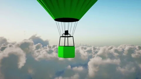 Air balloon flying over clouds. Realistic 4K animation. Stockbeeldmateriaal 76071267