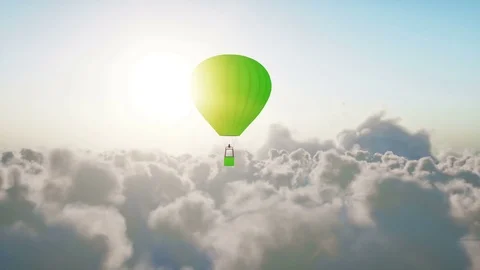 Air balloon flying over clouds. Realistic 4K animation. Stock Footage 76072754