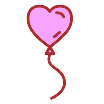 Air balloon heart-shaped. Valentines day icon. Vector illustration Stock Illustration