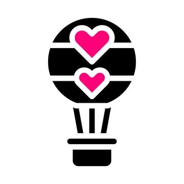 Air balloon icon solid black pink style valentine illustration vector eleme.. Stockillustratie