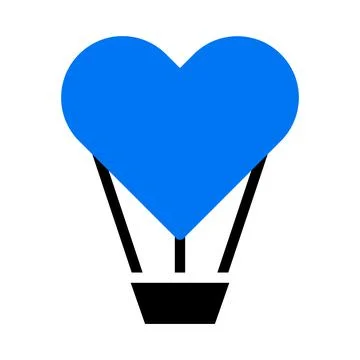Air balloon icon solid blue black style valentine illustration vector eleme.. Stock Illustration