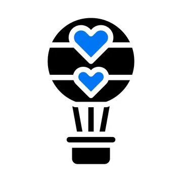 Air balloon icon solid blue black style valentine illustration vector eleme.. Stock Illustration