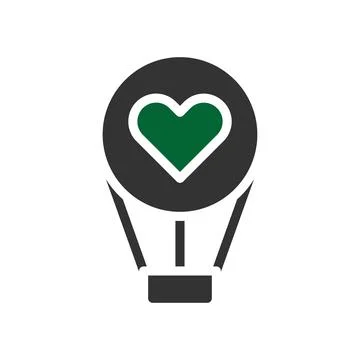 Air balloon love icon solid grey green style valentine illustration symbol .. Stock Illustration
