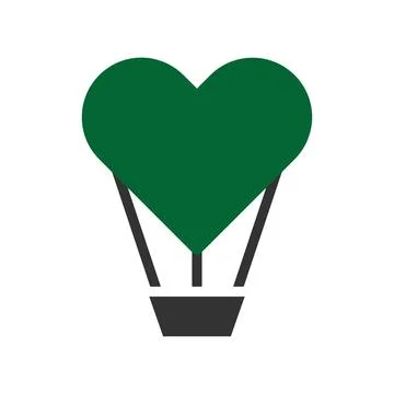 Air balloon love icon solid grey green style valentine illustration symbol .. Illustrazione stock