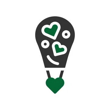 Air balloon love icon solid grey green style valentine illustration symbol .. 스톡 일러스트