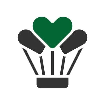 Air balloon love icon solid grey green style valentine illustration symbol .. Illustrazione stock