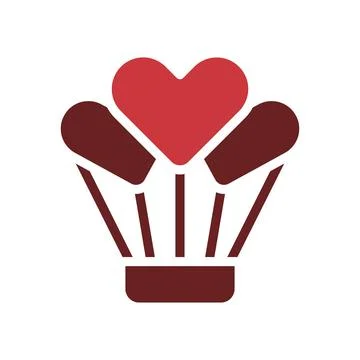 Air balloon love icon solid brown red style valentine illustration symbol p.. Stock Illustration