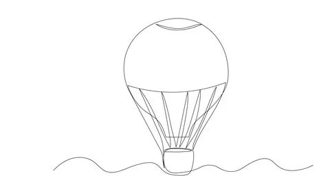 Air balloon one continuous line illustration. Hand drawn doodle sketch Stock Illustration