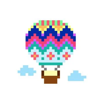Air balloon pixels. Vector illustration of cross stitch pattern. Stock Illustration