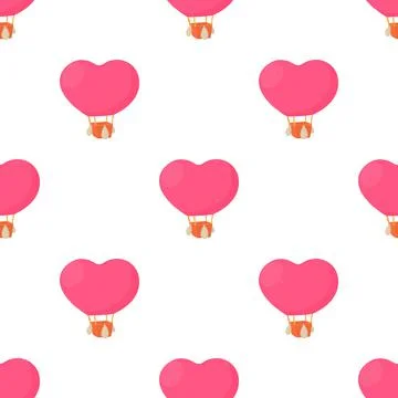 Air balloon in shape of heart pattern seamless vector 스톡 일러스트