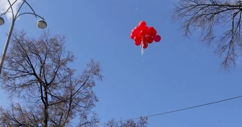 Air-balloons attached to string Stock Footage 107547798