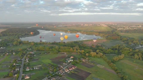 Air Balloons Landscape Stock Footage 155439437