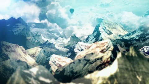 Air balloons in mountains Stock-Footage 72649366
