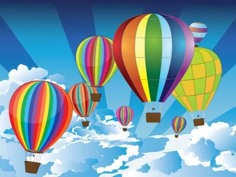 Air Balloons in the Sky Stock Illustration